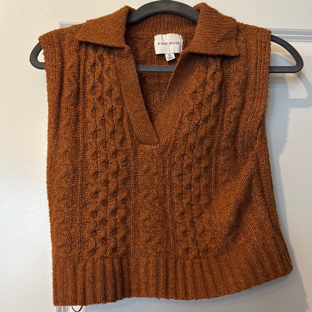 Pink Rose Women's Brown Sweater Vest